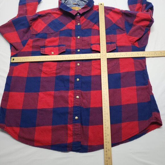 Jachs Girlfriend Flannel Shirt Bea Womens XXL Snap Button Roll Tab Sleeve Plaid - Picture 13 of 15